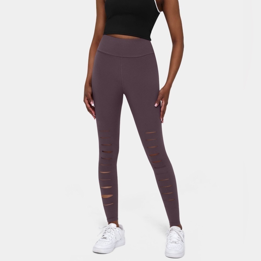 Halara High Waisted Ripped Solid Casual Leggings medium